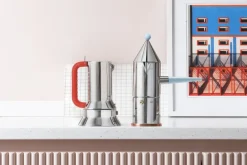 Alessi La conica manico lungo espressobryggare, stål - ljusblå