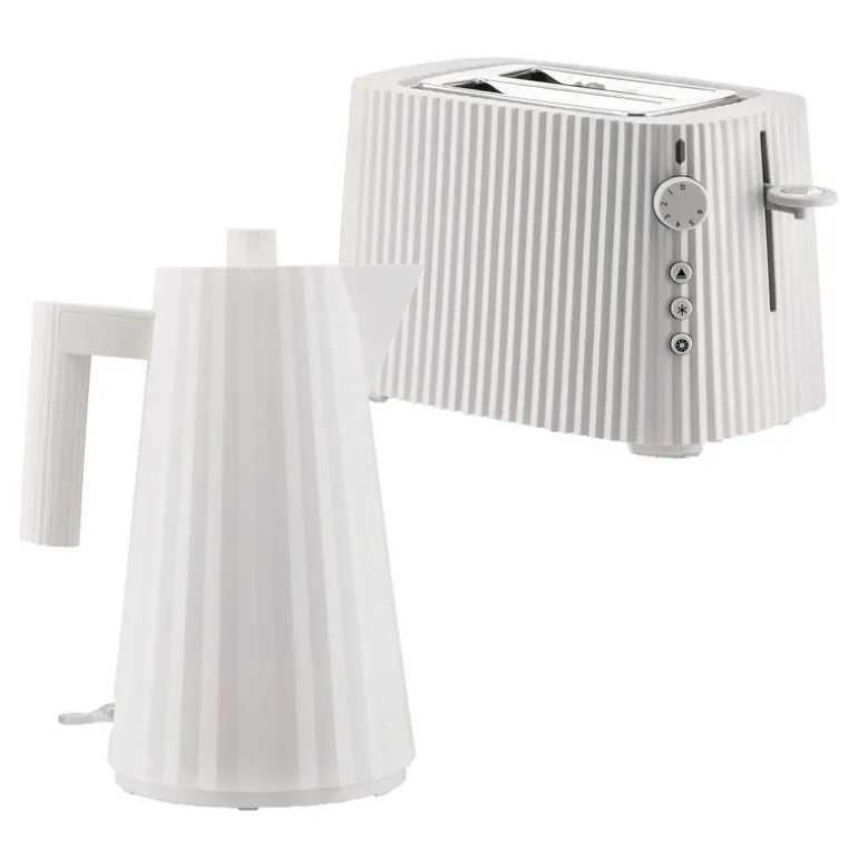 Alessi Plissé-set, brödrost och vattenkokare, 1,7 l, vit