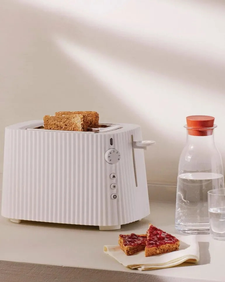 Alessi Plissé-set, brödrost och vattenkokare, 1,7 l, vit