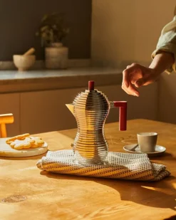 Alessi Pulcina espressobryggare, 3 koppar, aluminium - röd