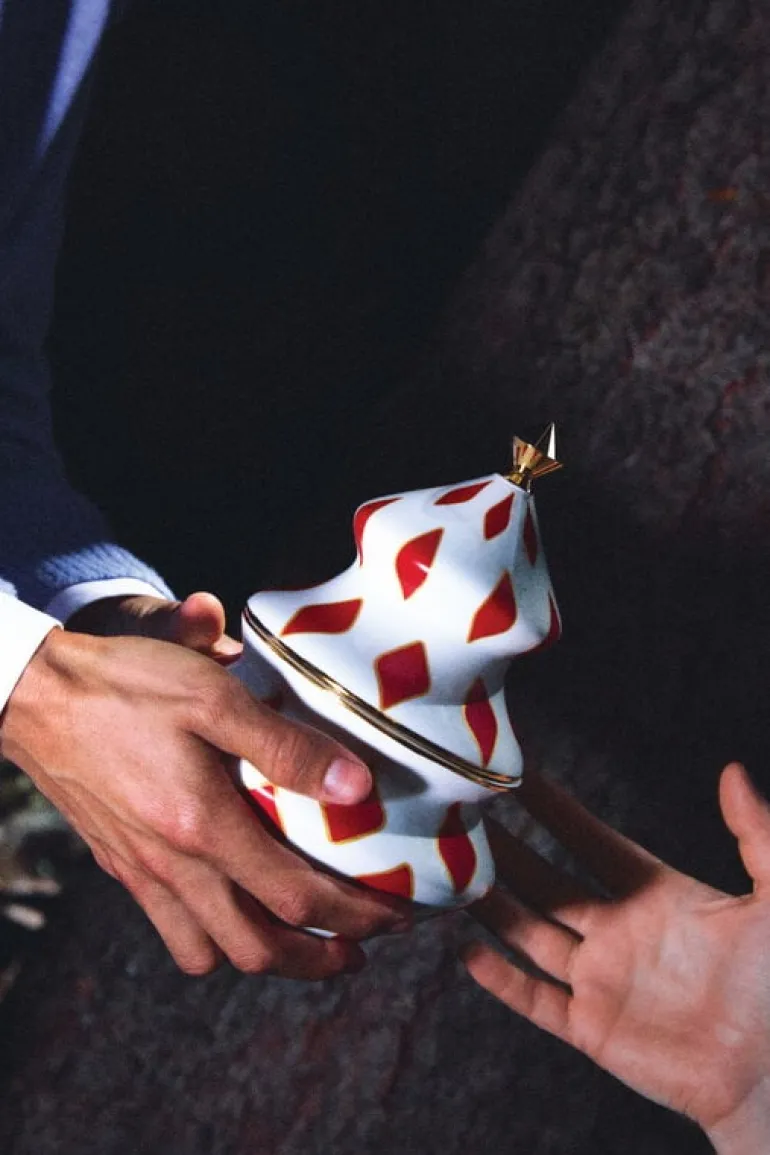 Alessi Sweet burk, 15,5 x 22 cm, vit - röd - guld