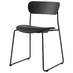 &Tradition Pavilion AV52 stol, svartlackad ek - svart Noble-läder