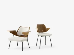 &Tradition RFH RD7 fåtölj, valnöt och bokfaner - beige