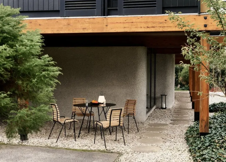 &Tradition RFH RD4, terrassstol, svart - teak