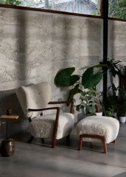 &Tradition Wulff ATD2 loungefåtölj och ATD3 puff, Moonlight - valnöt