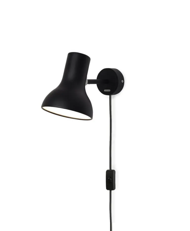 Anglepoise Type 75 Mini vägglampa med kabel, jet svart