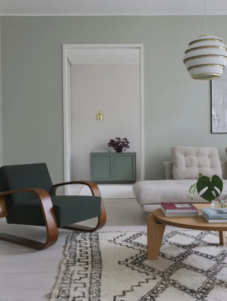 Artek Aalto Armchair 400 ”Tank”, valnöt - mörkgrön Vidar 972