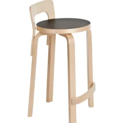 Artek Aalto barstol K65, svart linoleum