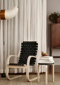 Artek Aalto fåtölj 406, björk - naturligt/röda vävband