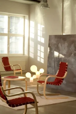 Artek Aalto fåtölj 406, björk - svart/bruna vävband