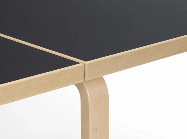 Artek Aalto klaffbord DL81C, björk - svart linoleum