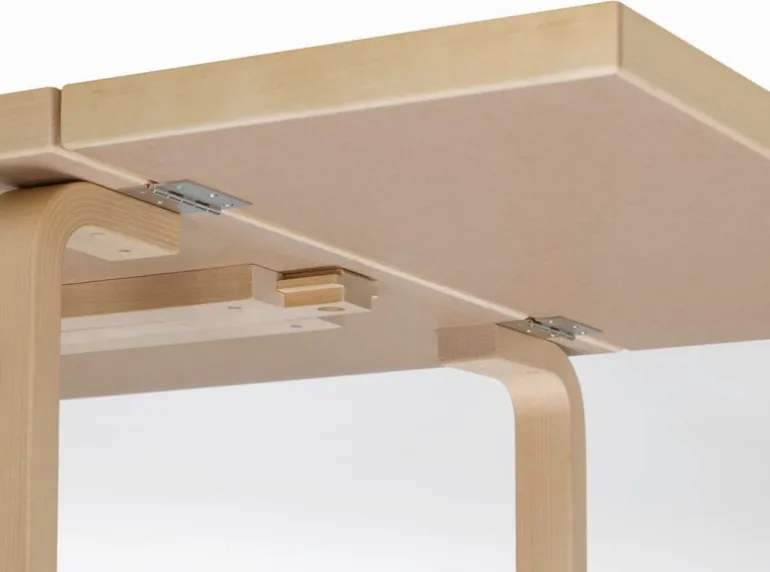 Artek Aalto klaffbord DL81C, björk - dimgrått/rökblått linoleum