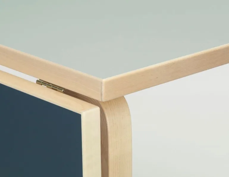 Artek Aalto klaffbord DL81C, björk - dimgrått/rökblått linoleum