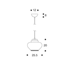 Artek Aalto pendellampa A333 "Turnip", vit - mässing
