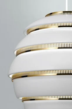 Artek Aalto pendellampa A331 ”Beehive”, vit - mässing