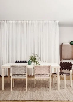 Artek Aalto stol 611, björk - svart/blå vävning