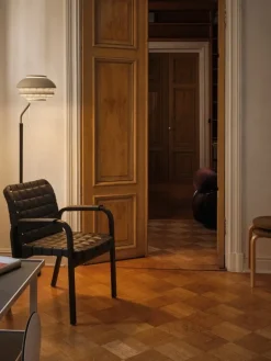 Artek Fåtölj 45 av Aalto, valnöt - olivgrönt kviltat läder