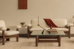 Audo Copenhagen Brasilia soffa, 2-sits, mörkbetsad ek - Baru vit 0200