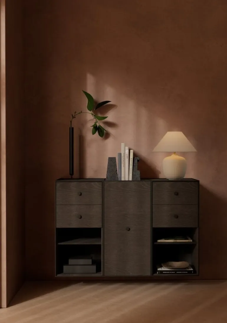 Audo Copenhagen Frame 70 med dörr, 2 hyllor, rökt ek