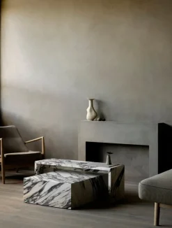 Audo Copenhagen Plinth bord, lågt, Calcatta Viola-marmor