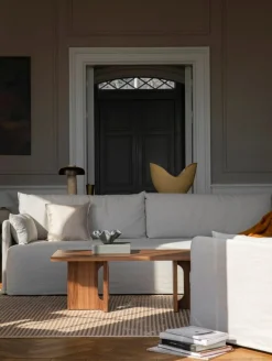 Audo Copenhagen Reverse bordslampa, bronserad mässing - travertin