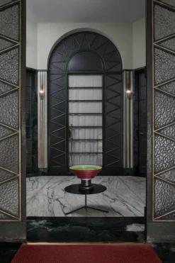 Bitossi Alzata, 25 cm, burgundy - grön - oxiderad koppar