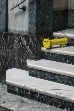 Bitossi Kattfigur, 17 x 37 cm, gul