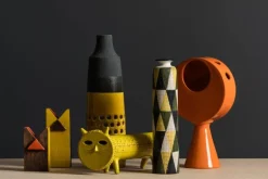 Bitossi Kattfigur, 17 x 37 cm, gul