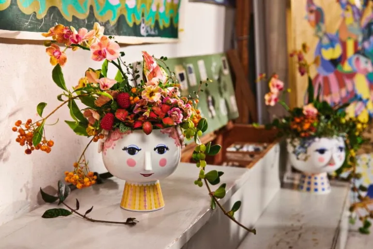 Bjørn Wiinblad Eva blomkruka med fot, 15,5 cm, rosa