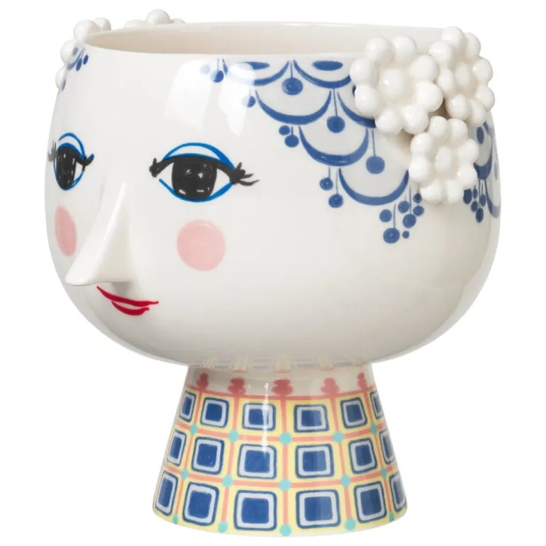 Bjørn Wiinblad Eva blomkruka med fot, 15,5 cm, blå