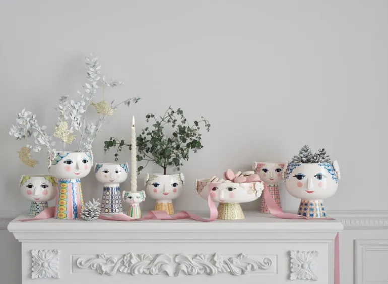 Bjørn Wiinblad Eva blomkruka med fot, 15,5 cm, blå