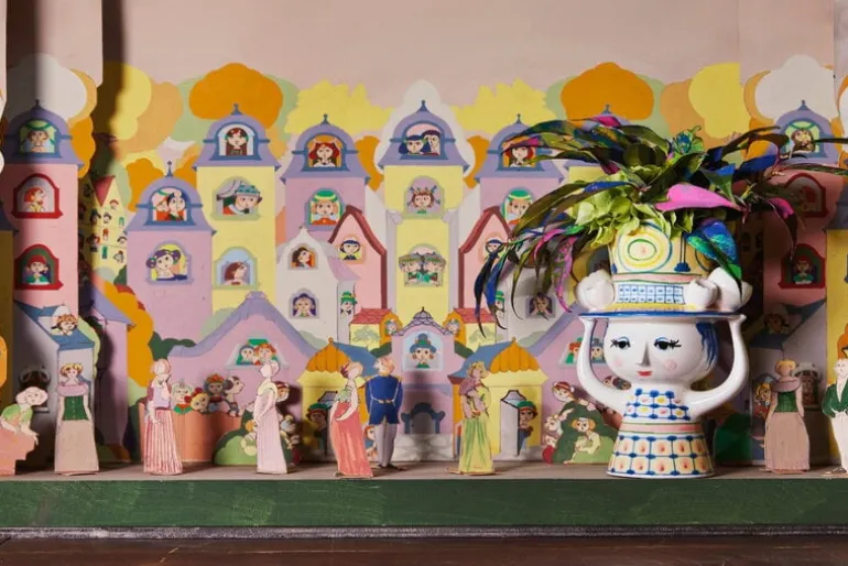 Bjørn Wiinblad Lady with Hat vas, 20,5 cm, blå