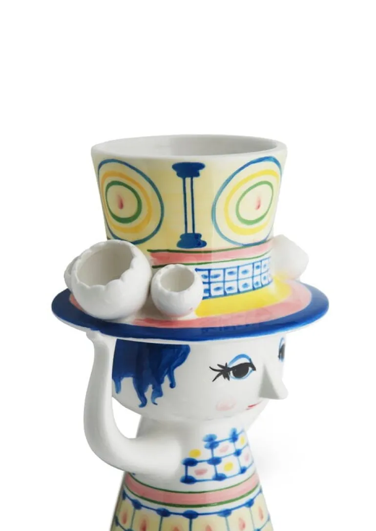 Bjørn Wiinblad Lady with Hat vas, 20,5 cm, blå