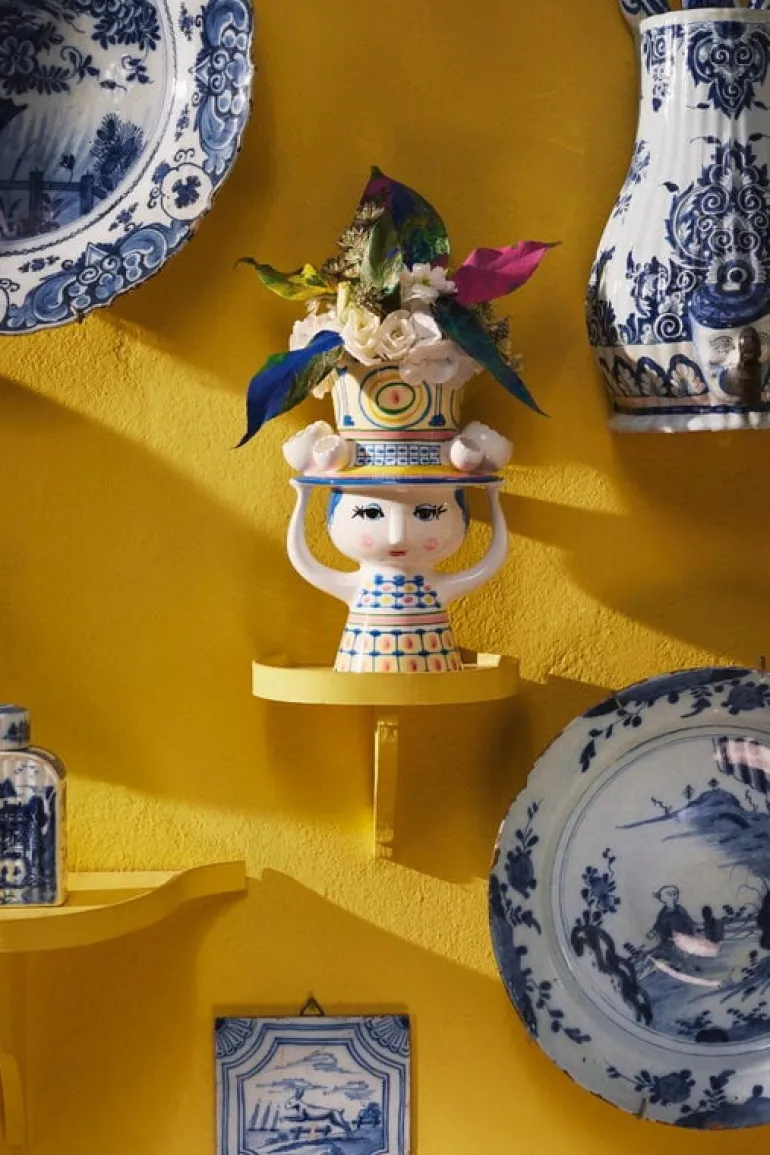 Bjørn Wiinblad Lady with Hat vas, 20,5 cm, blå