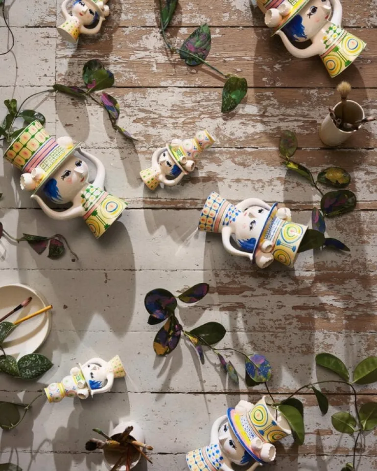 Bjørn Wiinblad Lady with Hat vas, 20,5 cm, blå