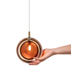 Bomma Lens Single pendel, amber - guld