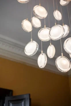 Bomma Lens Single pendellampa, vit - guld