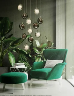 Bomma Lens Single pendellampa, vit - guld