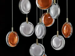 Bomma Lens Single pendellampa, vit - guld