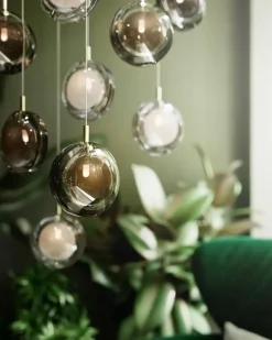 Bomma Lens Single pendellampa, vit - guld