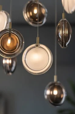 Bomma Lens Single pendellampa, vit - guld