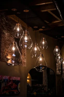 Bomma Tim pendel, medium, klar - borstad koppar