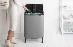 Brabantia Bo Touch Bin Hi papperskorg, 2 x 30 l, Sense of Luxury, grå