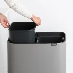 Brabantia Bo Touch Bin Hi papperskorg, 2 x 30 l, Sense of Luxury, grå