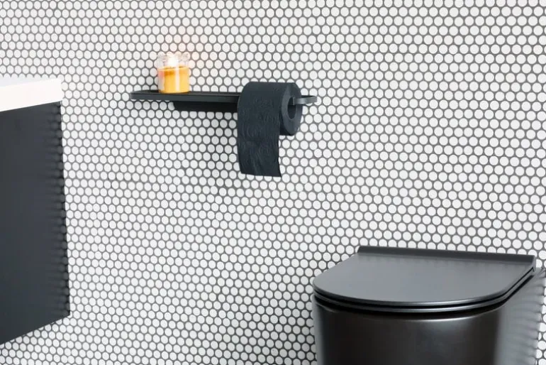 Brabantia MindSet toalettpappershållare med hylla, mineral oändligt grå