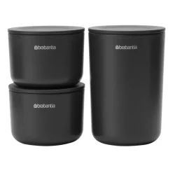 Brabantia ReNew förvaringsburkar, 3-pack, mörkgrå