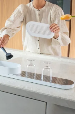 Brabantia SinkStyle köksredskapsställ & torkbricka, Mineral Fresh white
