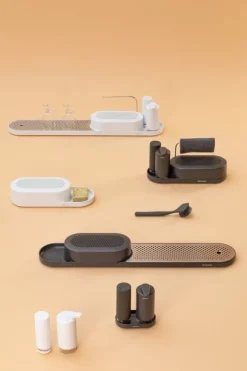 Brabantia SinkStyle köksredskapsställ & torkbricka, Mineral Fresh white