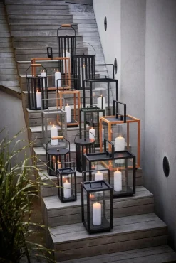 Cane-line Lightlux lykta med teakhandtag, XS, lavagrå