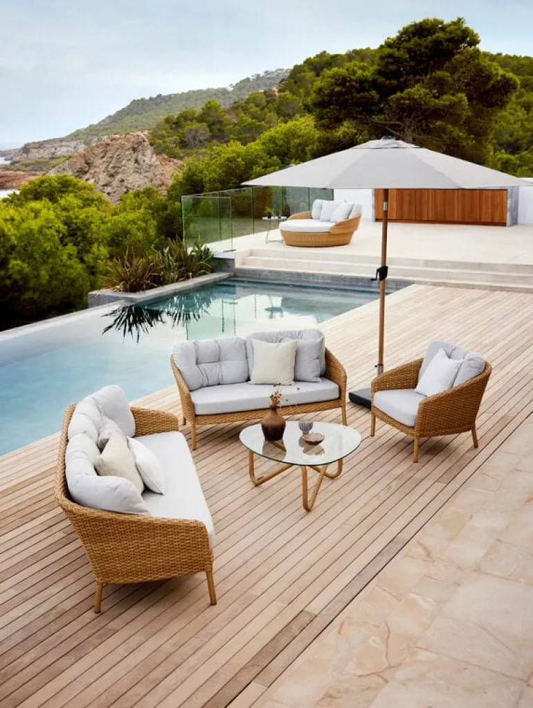 Cane-line Ocean 2-sitssoffa, stor, natur - vitgrå